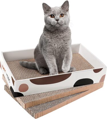 Набір з 3 кігтеточок для котів Happy Hachi з котячою м'ятою, міцний двосторонній когтеточний борд, ліжко, меблі для захисту