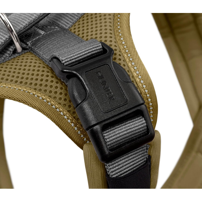 Нашийник для собак HUNTER Hundegeschirr Maldon UP, оливковий/сірий, S-M: м'який, комфортний, з 3M Scotchlite, регулюється