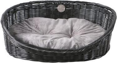 Набір з 5 корів для котів та/або собак D&D Home, модель Рустикаль, ротанг, з подушками, чорний/антрацитовий, з поліротангу, підходить для котів та маленьких собак