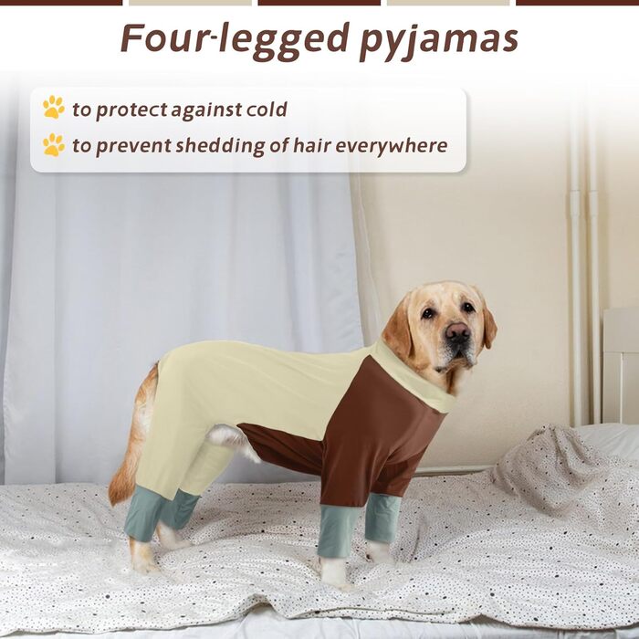 Піжама для собак Hjumarayan, еластичний комбінезон з блискавкою, повне покриття, довгі штанини, захист від бруду, прохолодний костюм-одяг для прогулянок та після операції, бежевий XL XL Beige