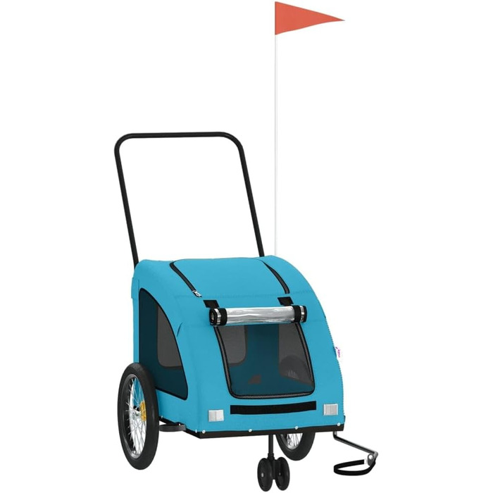 Причіп для велосипеда, переноска для собак, блакитний, Oxford-тканина, сталь, 93988