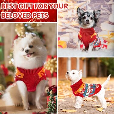 Теплий зимовий пуловер для собак з новорічним дизайном. Ідеальний для маленьких та середніх собак, чихуахуа. Зручний, з флісу, для святкування Різдва.