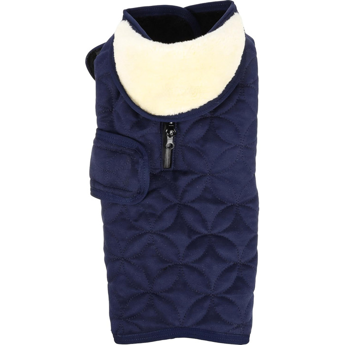 Зимовий теплий нашийник для собак Flamingo Koda, темно-синій, 35 см, поліестер, водовідштовхувальний, з флісовою підкладкою, на липучці, з отвором для повідка, високий комір, XS