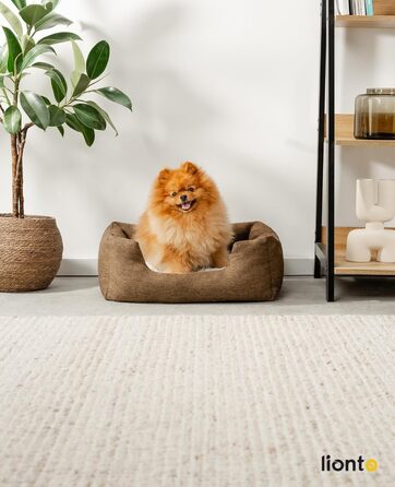 Кругле ліжко для собак та котів Lionto з м'яким змінним подушками, коричневе, 60x50 см