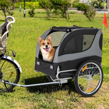 Фаркоп для велосипеда Costway для собак до 40 кг, сірий, складний