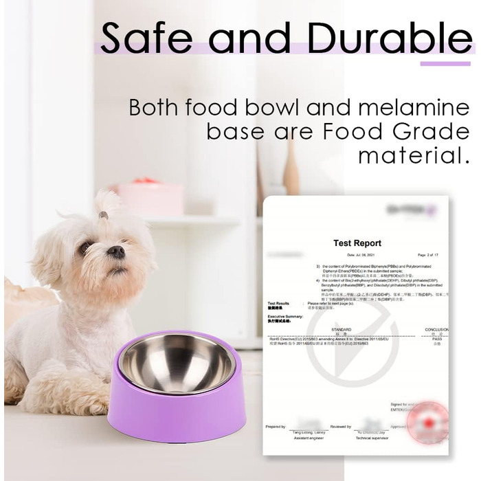 Нахилений годівниця для собак та котів SuperDesign 15°, піднята годівниця, миска для тварин з антиковзним підставою з меламіну, м'ятно-зелений (фіолетовий, M)