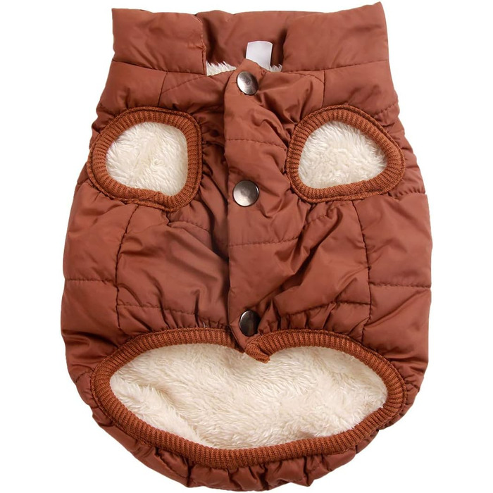 Тепла двошарова куртка для собак з флісовою підкладкою, коричнева, розмір S