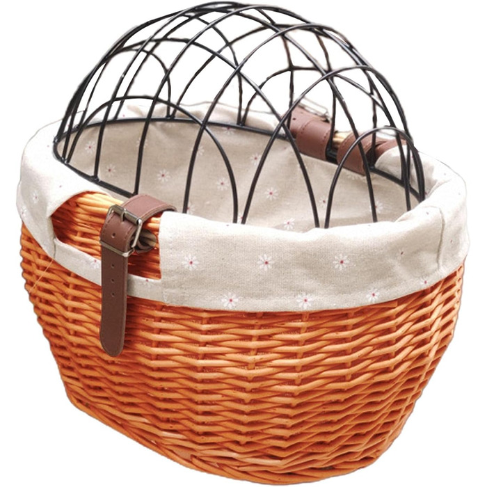 Фарбований кошик для велосипеда Lipeed Weidenfahrradkorb для собак, котів та інших домашніх тварин з металевим захистом (колір: медовий)