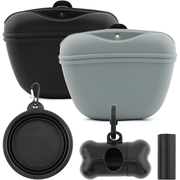 Силіконові пакетики для ласощів для собак (2 шт.), для тренувань, на талії, водонепроникні, ідеальні для прогулянок