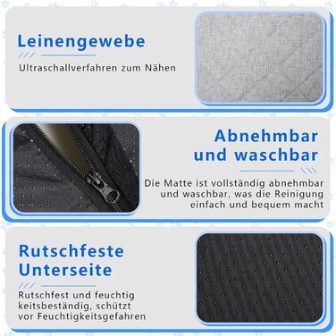 Килимок для собак, неслизький, миючий, для активного відпочинку, знімний чохол, для маленьких, середніх та великих собак, теплий взимку та прохолодний влітку, сірий, XXL (105 x 68 x 4,5 см)