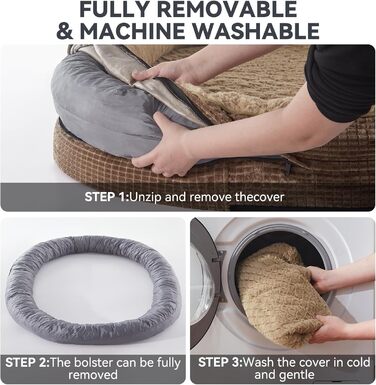 Ортопедичне ліжко для собак JOEJOY, диван для великих тварин, з піною з ефектом пам'яті, чотиристоронні валики для шиї, розмір M (28'x 23'x 6.5'), коричневий