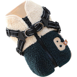 Зимова куртка для собак з отвором для шлейки, флісова підкладка, для маленьких собак, зелено-білий колір, для активного відпочинку на природі