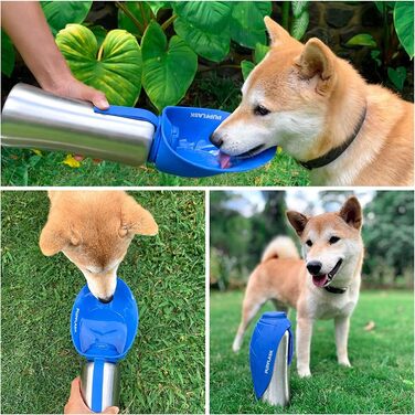 Фляга для води для собак PupFlask, 800/1200 мл, нержавіюча сталь, портативна поїлка для подорожей, не протікає, підходить для всіх порід