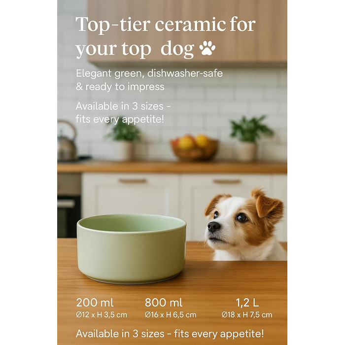 Миска для собак з кераміки, середніх порід, 800 мл, неслизька, стильна, бежева, Flamingo Eram, Ø16 x H6,5 см