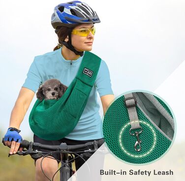 Переноска для собак Classycoo - дихаюча сітка, для котів та собак, з кишенею та страхувальним ремінцем, до 8 кг (М'ятно-зелений)