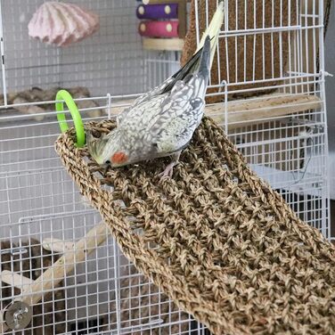 Морська трава 39x7 дюймів для птахів, натуральний плетений килимок-сітка, аксесуар для клітки, канатна драбинка та іграшка для гризунів, папуг, хвилястих папужок, німф та морських свинок