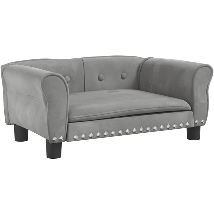 Лягушковий лежак для собак, м'який лежак для тварин, диван-софа для маленьких собак, лежанка для котів, світло-сірий велюр, 70 x 45 x 30 см