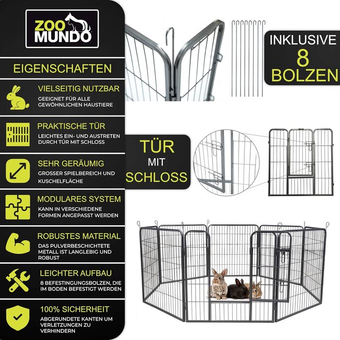 Вольєр для цуценят XXL 8-кутний, захисна огорожа, манеж Zoomundo