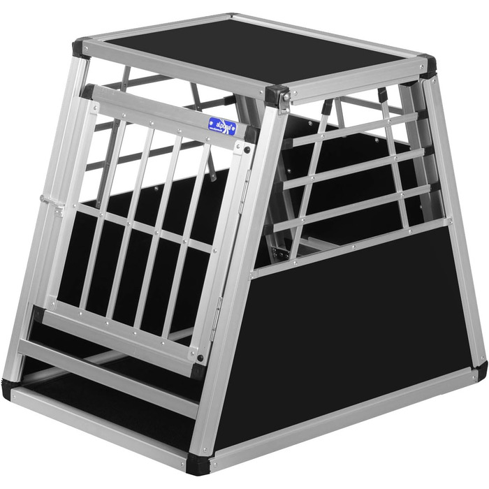 Алюмінієва переносна клітка для собак Transportbox N18 72x50x62 см з аварійним виходом та захистом від ударів, для безпечного транспортування в багажнику автомобіля