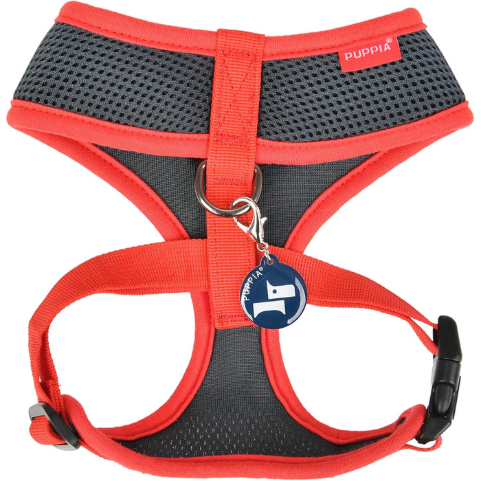 Шлейка для собак Puppia Soft Harness II - м'яка, зручна, регульована (Сірий, M)
