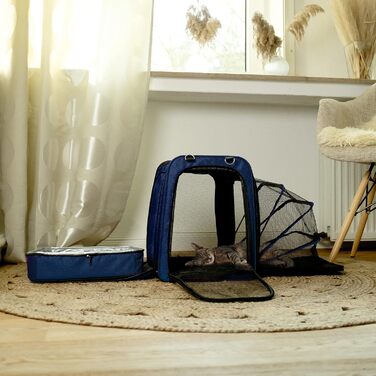 Транспортна переноска для котів You Decide Munich Cat Suite LX Marine з туалетом, складна, для великих котів