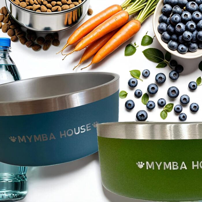 Нержавійна миска для корму для котів та собак, з неслизьким дном, легко миється, синього кольору