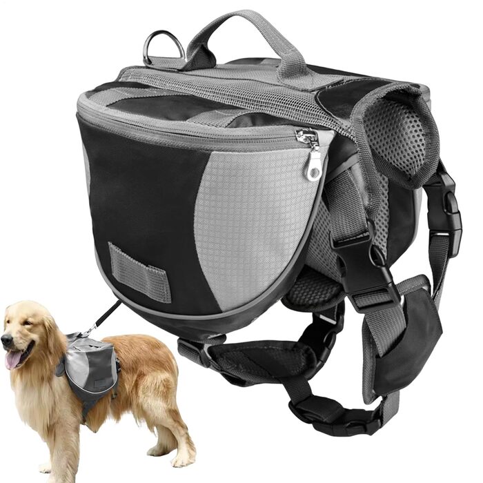 Рюкзак для собак великих порід з бічними кишенями, регульований, для подорожей, кемпінгу, міста та авто