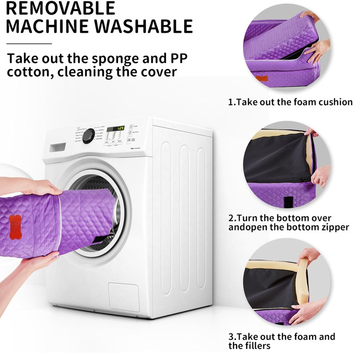 Автокрісло для собак великих та середніх порід, Memory Foam, до 25 кг або 2 маленькі собаки, знімний та пральний бокс для подорожей, з товстими подушками та кишенями для зберігання, фіолетовий колір