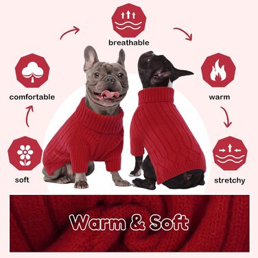 Теплий зимовий/осінній пуловер для собак великих порід, рожевий/червоний, однотонний, для хлопчиків та дівчаток, модель Getaway Solids