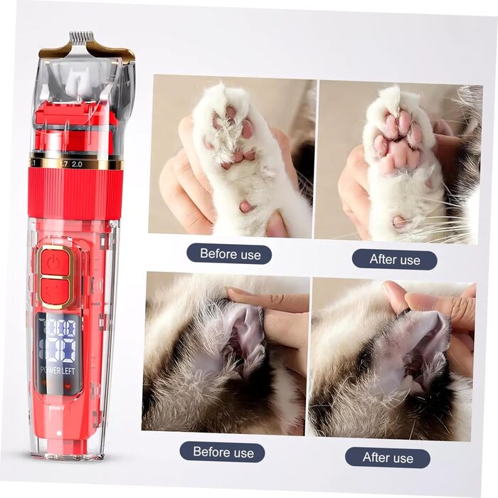 Набір для грумінгу собак POPETPOP: машинка для стрижки шерсті, акумулятор, бездротова, тиха, з аксесуарами та гребінцями (середній, червоний)