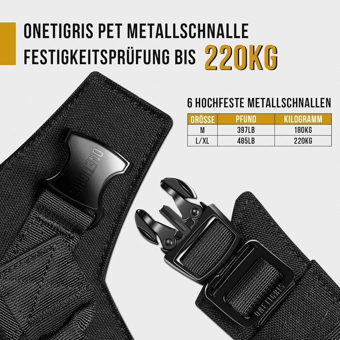 Тактична шлейка для собак OneTigris X Armor з металевою пряжкою і D-кільцем, лазерне різання, жилет із двома ручками для середніх і великих собак