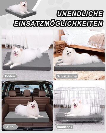 Ортопедичне ліжко для собак 58x43 см, знімний чохол з екошкіри, подушка для собак, матрац для собак, комфортне та прохолодне для внутрішнього та зовнішнього використання, сірого кольору (L58xB43xH7 см)