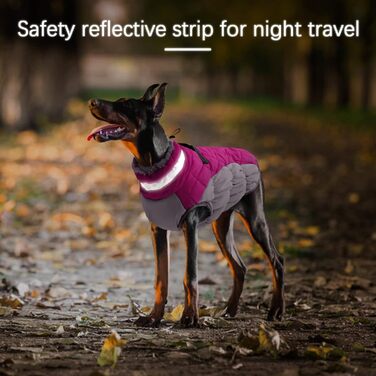 Теплий зимовий одяг для собак: куртка, жилет, плащ з інтегрованим шлейкою, водонепроникний фліс, відбиваючий дизайн, для холодних погодних умов, рожевий, розмір M