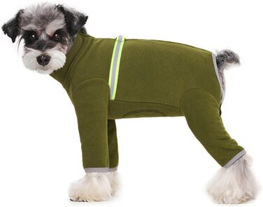 Зимовий одяг для маленьких собак: теплий зимовий пуховик, м'який фліс з світловідбиваючим блискавкою, комбінезон для цуценят, піжама для домашніх тварин, костюм, одяг (оливковий, розмір M)