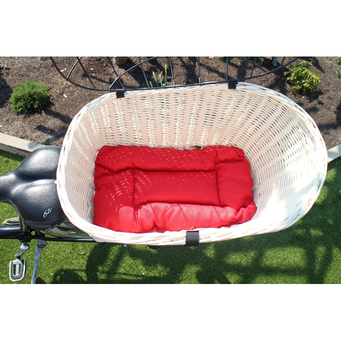 Корзина для собак на багажник Marcus Hundefahrradkorb XXL з плетіння з лози та металевим ґратом, з подушкою