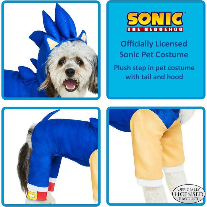 Костюм для домашніх тварин Rubies Sonic The Hedgehog для собак та котів, розмір L