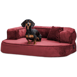 Ортопедичне собаче ліжко Tierlando Sharleen VISCO Plus, 80x60 см, Бордовий, м'яка тканина Тедді