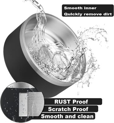 Персоналізований миска для собак та котів - нержавіюча сталева миска з іменем, неслизька миска для собак та котів, миска для води (Чорний)