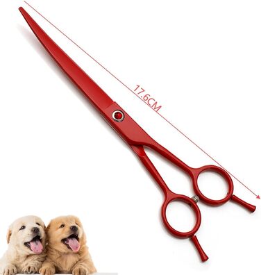 Набір для стрижки собак 4 в 1: прямі, зубчасті та вигнуті ножиці, гребінець. Підходить для собак, котів та інших тварин (червоний)