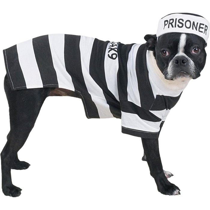 Костюм для собаки 'Prison Pooch', розмір XX-Large (XXL), обхват шиї 10 дюймів, обхват грудей 16 дюймів, довжина спини 12 дюймів