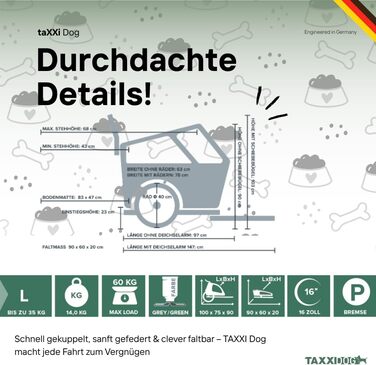 Причіп для велосипеда taXXi Dog - різні розміри, преміум-якість, з підвіскою та гальмом