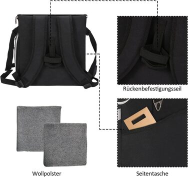 Сумка на велосипед для тварин, рюкзак для собак та котів з сіткою, складана переноска для малих та середніх собак та котів до 6 кг (Чорний)