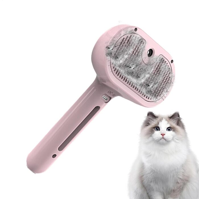 Щітка для собак та котів, акумуляторна, рожева - для догляду за шерстю