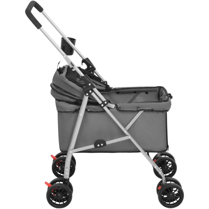 Складаний візок для собак vidaXL 76x50x100 см, сірий, оксфордська тканина, собачий візок-трансформер