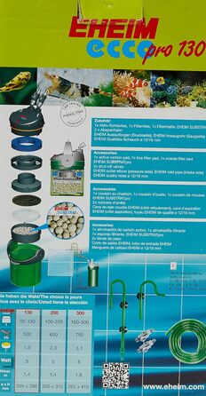 Зовнішній фільтр Eheim ecco pro 130 з фільтруючим наповнювачем для акваріума