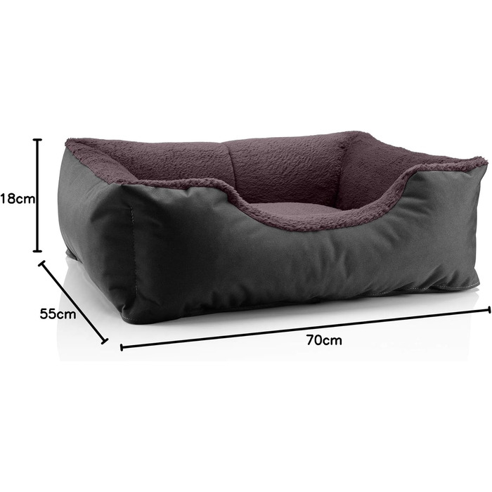 Крісло-ліжко для собак BedDog Teddy, чорно-коричневе, XXL, 70x55x18 см. Зручне ліжко для собак з міцної Cordura та м'якої Microfaser-Velours, з бортиками, для дому та вулиці