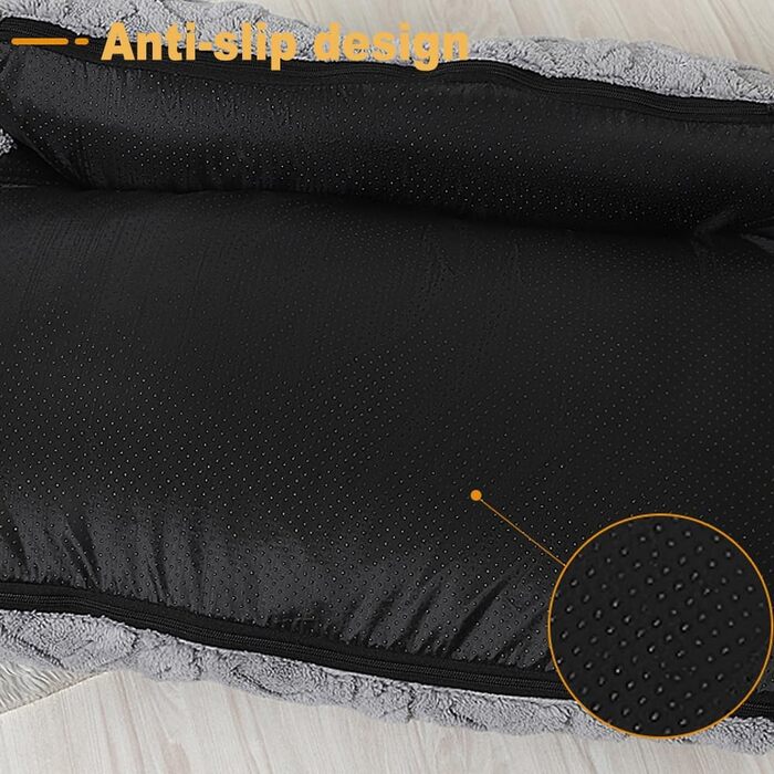 М'яке ліжко для собак та котів KunpengZen – зручне та миється, сірий колір, 65x45 см, до 7 кг