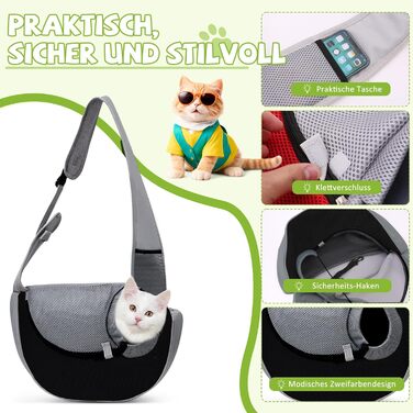 Сумка-переноска для собак і котів ALLOPET, чорний, S. Зручна переноска для маленьких тварин, ідеальна для прогулянок та відпочинку на природі. Дихаюча, для собак та котів.