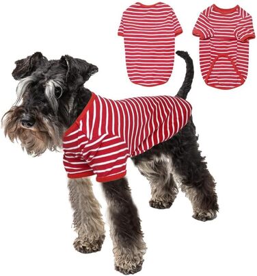 Пуловер для собак - тонкий пуловер для середніх собак, стильні собачі пуловери в смужку, еластичний пуловер для собак, французький бульдог (червоний XXXL), червоно-білий, розмір XXXL