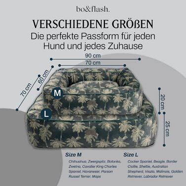 bo&flash Hundebett 'Romy' - М - Софа для собак, велика та маленька, з антиковзким покриттям, легко миється